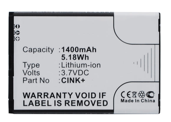 Batteries N Accessories BNA-WB-L3704 Cell Phone Battery - Li-Ion, 3.7V, 1400 mAh, Ultra High Capacity Battery - Replacement for Wiko CINK+ Battery