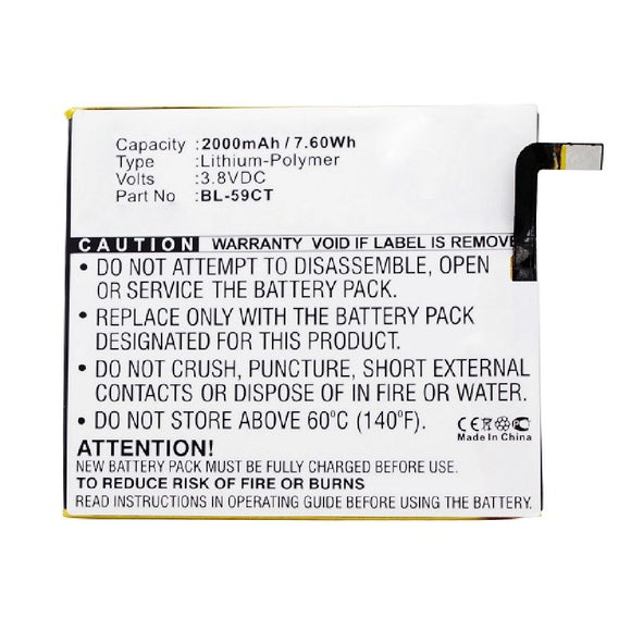 Batteries N Accessories BNA-WB-P12180 Cell Phone Battery - Li-Pol, 3.8V, 2000mAh, Ultra High Capacity - Replacement for KOOBEE BL-59CT Battery