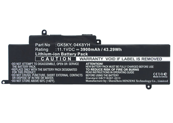 Batteries N Accessories BNA-WB-P4565 Laptops Battery - Li-Pol, 11.1V, 3900 mAh, Ultra High Capacity Battery - Replacement for Dell 04K8YH Battery