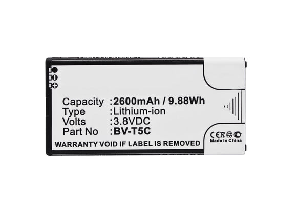 Batteries N Accessories BNA-WB-L3448 Cell Phone Battery - Li-Ion, 3.8V, 2600 mAh, Ultra High Capacity Battery - Replacement for Microsoft BV-T5C Battery