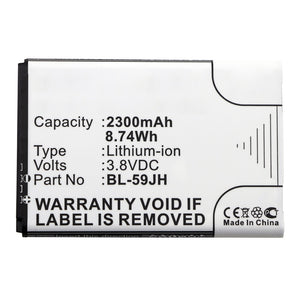 Batteries N Accessories BNA-WB-L12335 Cell Phone Battery - Li-ion, 3.8V, 2300mAh, Ultra High Capacity - Replacement for LG BL-59JH Battery