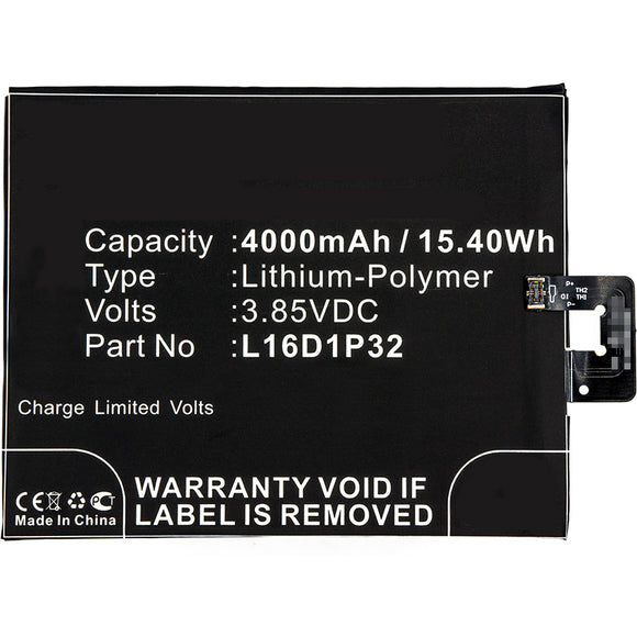 Batteries N Accessories BNA-WB-P8327 Cell Phone Battery - Li-Pol, 3.85V, 4000mAh, Ultra High Capacity Battery - Replacement for Lenovo L16D1P32 Battery