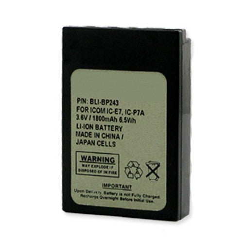 Batteries N Accessories BNA-WB-BLI-BP243 2-Way Radio Battery - Li-Ion, 3.6V, 1800 mAh, Ultra High Capacity Battery - Replacement for Icom BP243 Battery