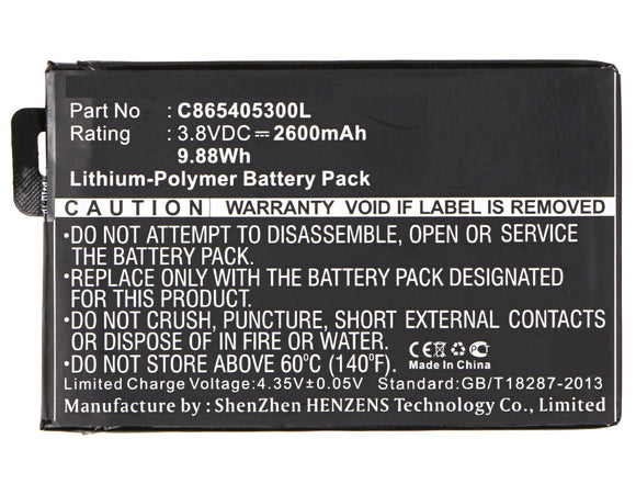 Batteries N Accessories BNA-WB-P3156 Cell Phone Battery - Li-Pol, 3.8V, 2600 mAh, Ultra High Capacity Battery - Replacement for Blu C865405300L Battery