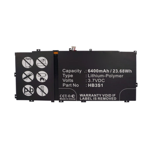 Batteries N Accessories BNA-WB-P16102 Laptop Battery - Li-Pol, 3.7V, 6400mAh, Ultra High Capacity - Replacement for Huawei HB3S1 Battery