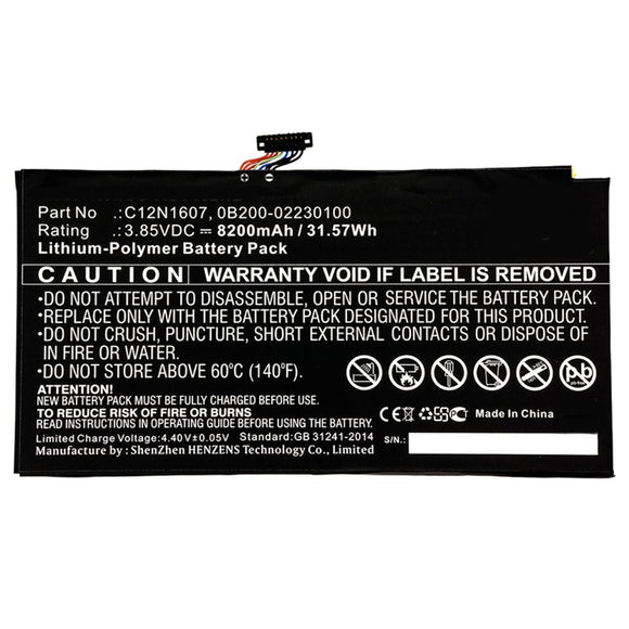 Batteries N Accessories BNA-WB-P9574 Laptop Battery - Li-Pol, 3.85V, 8200mAh, Ultra High Capacity - Replacement for Asus C12N1607 Battery