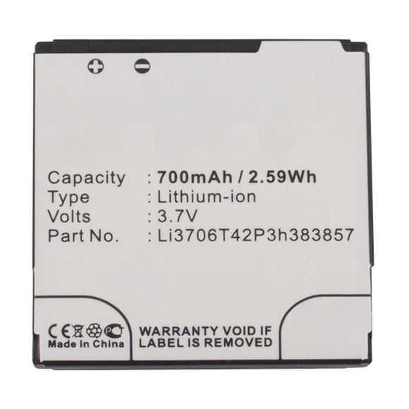 Batteries N Accessories BNA-WB-L14073 Cell Phone Battery - Li-ion, 3.7V, 700mAh, Ultra High Capacity - Replacement for ZTE Li3706T42P3h383857 Battery