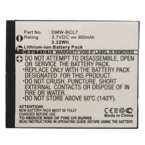 Batteries N Accessories BNA-WB-DMWBCL7 Digital Camera Battery - li-ion, 3.7V, 800 mAh, Ultra High Capacity Battery - Replacement for Panasonic DMW-BCL7E Battery