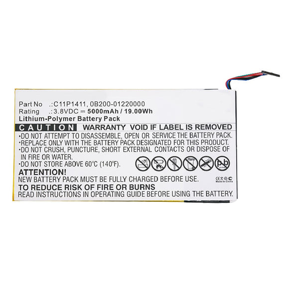 Batteries N Accessories BNA-WB-P11095 Tablet Battery - Li-Pol, 3.8V, 5000mAh, Ultra High Capacity - Replacement for Asus C11P1411 Battery