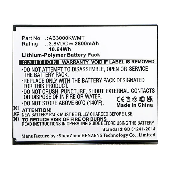 Batteries N Accessories BNA-WB-P14804 Cell Phone Battery - Li-Pol, 3.8V, 2800mAh, Ultra High Capacity - Replacement for Philips AB3000KWMT Battery