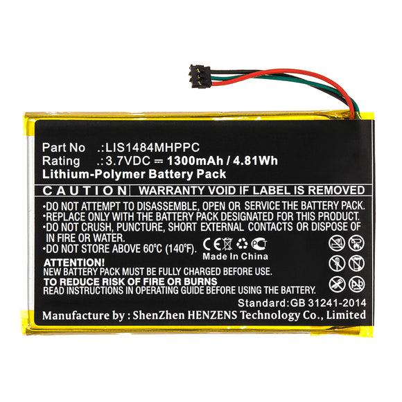 Batteries N Accessories BNA-WB-P13664 Player Battery - Li-Pol, 3.7V, 1300mAh, Ultra High Capacity - Replacement for Sony LIS1484MHPPC Battery