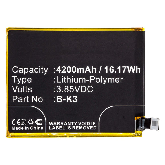 Batteries N Accessories BNA-WB-P9921 Cell Phone Battery - Li-Pol, 3.85V, 4200mAh, Ultra High Capacity - Replacement for BBK B-K3 Battery