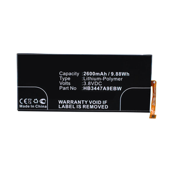 Batteries N Accessories BNA-WB-P12009 Cell Phone Battery - Li-Pol, 3.8V, 2600mAh, Ultra High Capacity - Replacement for Huawei HB3447A9EBW Battery