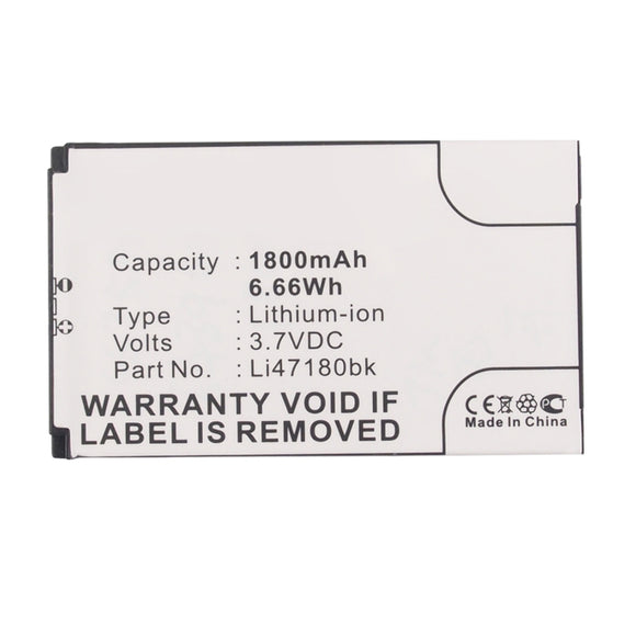 Batteries N Accessories BNA-WB-L13986 Cell Phone Battery - Li-ion, 3.7V, 1800mAh, Ultra High Capacity - Replacement for Viewsonic Li47180bk Battery