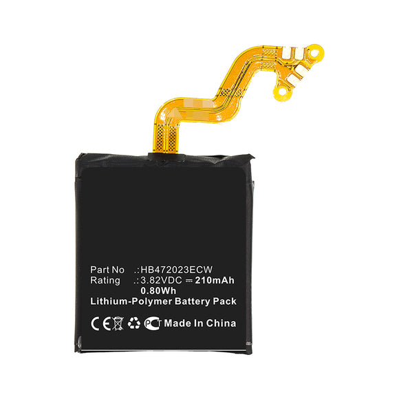 Batteries N Accessories BNA-WB-P11675 Smartwatch Battery - Li-Pol, 3.82V, 210mAh, Ultra High Capacity - Replacement for Huawei HB472023ECW Battery