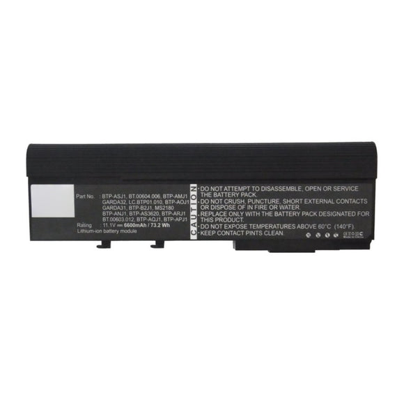 Batteries N Accessories BNA-WB-L15789 Laptop Battery - Li-ion, 11.1V, 6600mAh, Ultra High Capacity - Replacement for Acer BTP-AMJ1 Battery