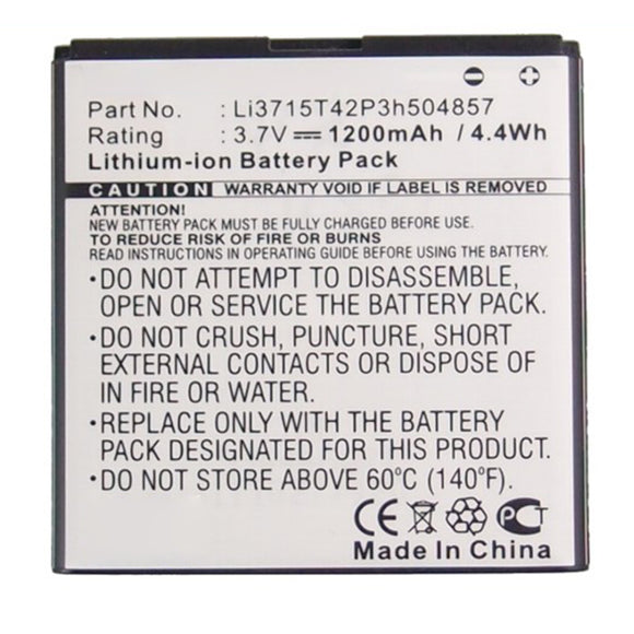 Batteries N Accessories BNA-WB-L14122 Cell Phone Battery - Li-ion, 3.7V, 1200mAh, Ultra High Capacity - Replacement for ZTE Li3715T42P3h504857 Battery