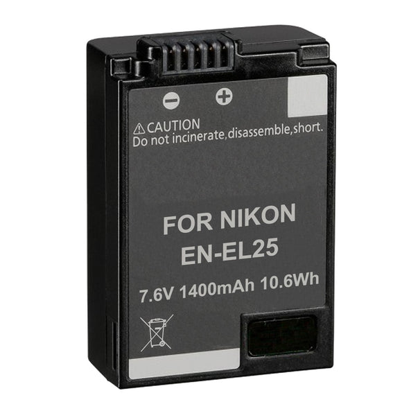 Batteries N Accessories BNA-WB-EL25 Digital Camera Battery - Li-Ion, 7.6V, 1400 mAh, Ultra High Capacity - Replacement for Nikon EN-EL25, Battery