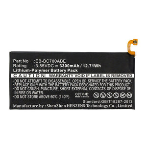 Batteries N Accessories BNA-WB-P13019 Cell Phone Battery - Li-Pol, 3.85V, 3300mAh, Ultra High Capacity - Replacement for Samsung EB-BC700ABA Battery