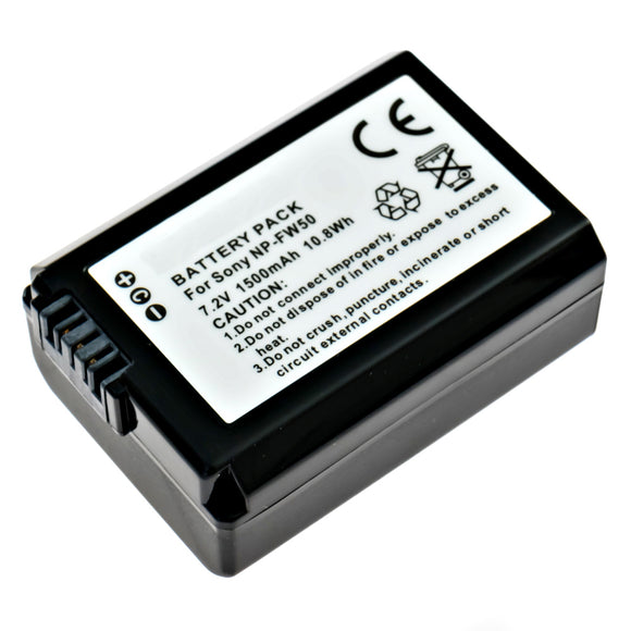 Batteries N Accessories BNA-WB-NPFW50 Digital Camera Battery - Li-Ion, 7.2V, 1500 mAh, Ultra High Capacity - Replacement for Sony NP-FW50 Battery