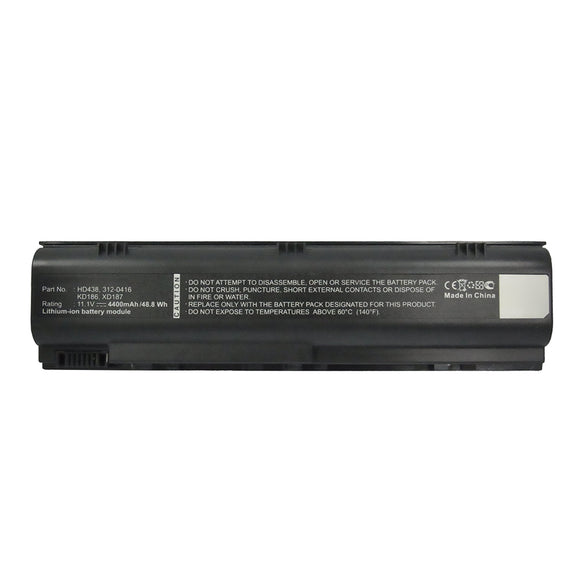 Batteries N Accessories BNA-WB-L15940 Laptop Battery - Li-ion, 11.1V, 4400mAh, Ultra High Capacity - Replacement for Dell HD438 Battery