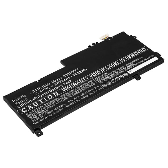 Batteries N Accessories BNA-WB-P10561 Laptop Battery - Li-Pol, 15.4V, 3700mAh, Ultra High Capacity - Replacement for Asus C41N1809 Battery