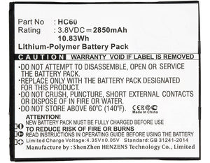 Batteries N Accessories BNA-WB-P3469 Cell Phone Battery - Li-Pol, 3.8V, 2850 mAh, Ultra High Capacity Battery - Replacement for Motorola HC60 Battery