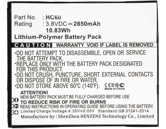 Batteries N Accessories BNA-WB-P3469 Cell Phone Battery - Li-Pol, 3.8V, 2850 mAh, Ultra High Capacity Battery - Replacement for Motorola HC60 Battery