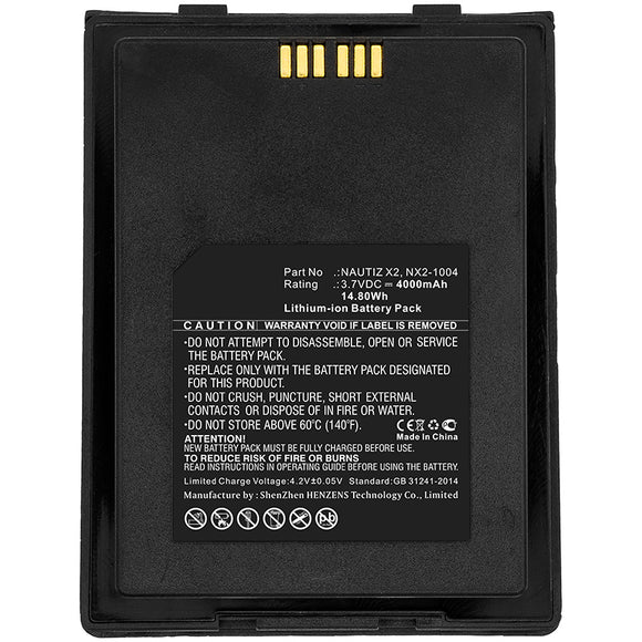 Batteries N Accessories BNA-WB-L14407 Barcode Scanner Battery - Li-ion, 3.7V, 4000mAh, Ultra High Capacity - Replacement for HandHeld NAUTIZ X2 Battery