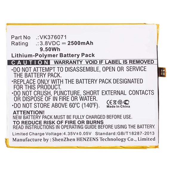 Batteries N Accessories BNA-WB-P10003 Cell Phone Battery - Li-Pol, 3.8V, 2500mAh, Ultra High Capacity - Replacement for Blu VK376071 Battery