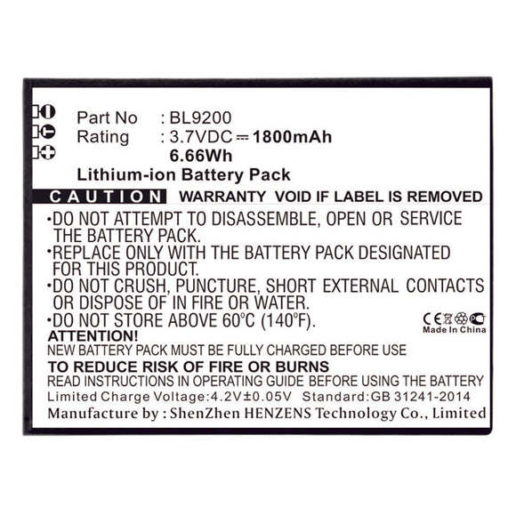Batteries N Accessories BNA-WB-L11346 Cell Phone Battery - Li-ion, 3.7V, 1800mAh, Ultra High Capacity - Replacement for Fly BL9200 Battery
