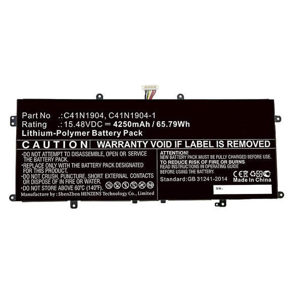 Batteries N Accessories BNA-WB-P10570 Laptop Battery - Li-Pol, 15.48V, 4250mAh, Ultra High Capacity - Replacement for Asus C41N1904 Battery