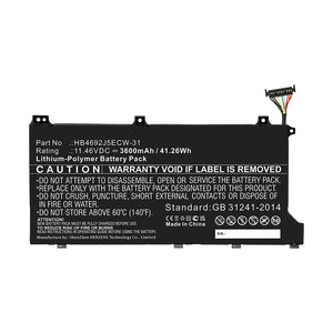 Batteries N Accessories BNA-WB-P16105 Laptop Battery - Li-Pol, 11.46V, 3600mAh, Ultra High Capacity - Replacement for Huawei HB4692J5ECW-31 Battery