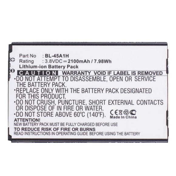 Batteries N Accessories BNA-WB-L9510 Cell Phone Battery - Li-ion, 3.8V, 2100mAh, Ultra High Capacity - Replacement for LG BL-45A1H Battery