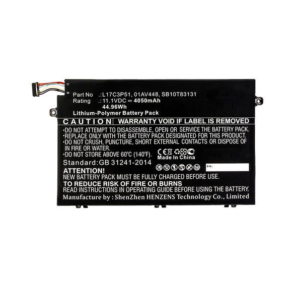 Batteries N Accessories BNA-WB-P12535 Laptop Battery - Li-Pol, 11.1V, 4050mAh, Ultra High Capacity - Replacement for Lenovo L17C3P51 Battery