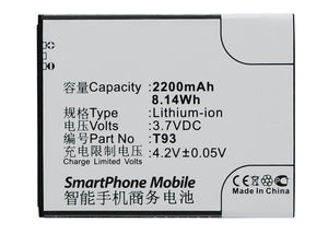 Batteries N Accessories BNA-WB-L3383 Cell Phone Battery - Li-Ion, 3.7V, 2200 mAh, Ultra High Capacity Battery - Replacement for K-Touch T93 Battery