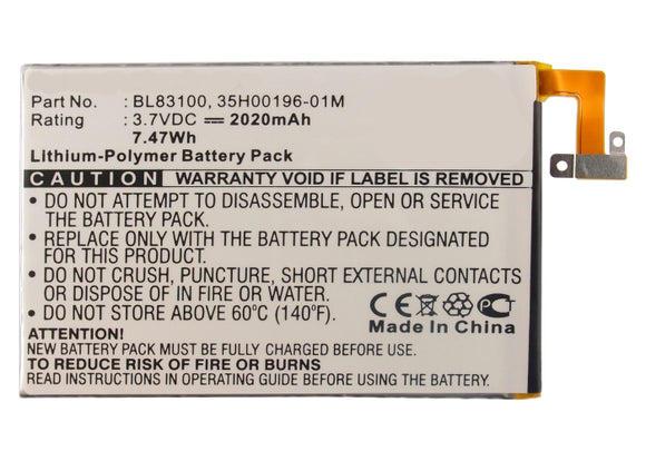 Batteries N Accessories BNA-WB-P3802 Cell Phone Battery - Li-Pol, 3.8, 2020mAh, Ultra High Capacity Battery - Replacement for HTC 35H00196-01M, BL83100, BTR6435B Battery