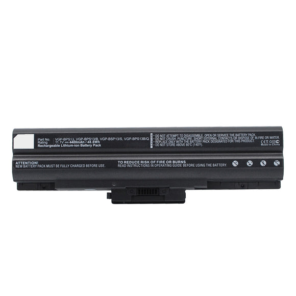Batteries N Accessories BNA-WB-L16112 Laptop Battery - Li-ion, 11.1V, 4400mAh, Ultra High Capacity - Replacement for Sony VGP-BPS13 Battery