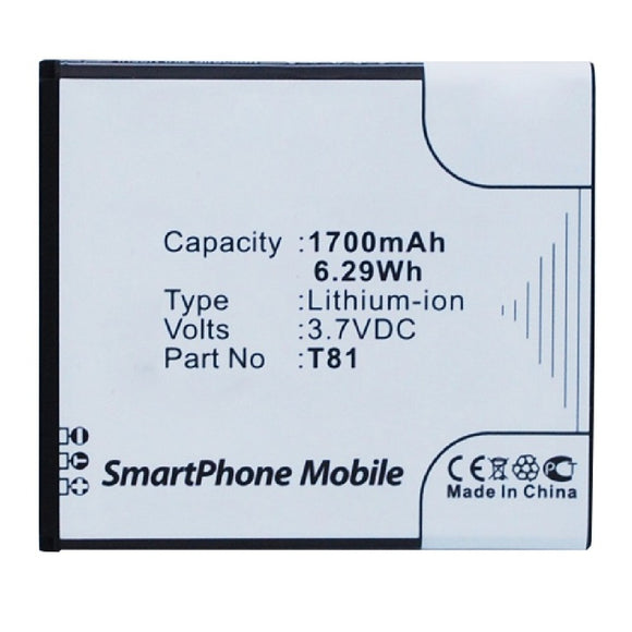 Batteries N Accessories BNA-WB-L12193 Cell Phone Battery - Li-ion, 3.7V, 1700mAh, Ultra High Capacity - Replacement for K-Touch T81 Battery