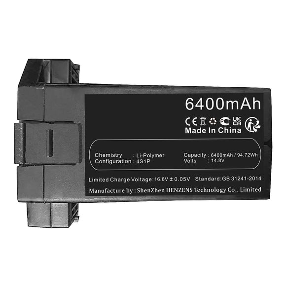 Batteries N Accessories BNA-WB-P19008 Quadcopter Drone Battery - Li-Pol, 14.8V, 6400mAh, Ultra High Capacity - Replacement for PowerVision PEGIB10 Battery