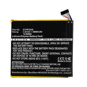 Batteries N Accessories BNA-WB-P16286 Tablet Battery - Li-Pol, 3.8V, 3900mAh, Ultra High Capacity - Replacement for Asus C11P1310 Battery