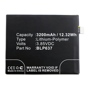 Batteries N Accessories BNA-WB-P13968 Cell Phone Battery - Li-Pol, 3.85V, 3200mAh, Ultra High Capacity - Replacement for Oneplus BLP637 Battery