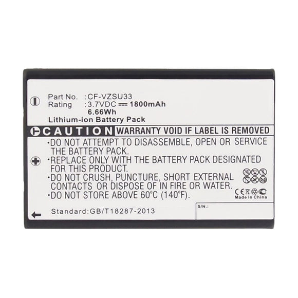 Batteries N Accessories BNA-WB-L16751 Barcode Scanner Battery - Li-ion, 3.7V, 1800mAh, Ultra High Capacity - Replacement for Panasonic CF-VZSU33 Battery