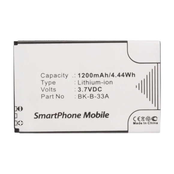 Batteries N Accessories BNA-WB-L15505 Cell Phone Battery - Li-ion, 3.7V, 1200mAh, Ultra High Capacity - Replacement for BBK BK-B-33A Battery
