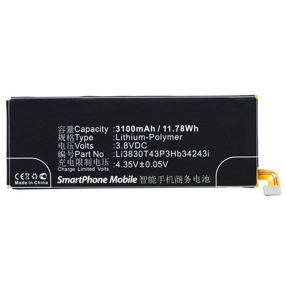 Batteries N Accessories BNA-WB-P3730 Cell Phone Battery - Li-Pol, 3.8V, 3100 mAh, Ultra High Capacity Battery - Replacement for ZTE Li3803T43P3hB34243 Battery