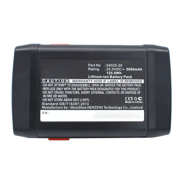 Batteries N Accessories BNA-WB-L16130 Lawn Mower Battery - Li-ion, 25V, 5000mAh, Ultra High Capacity - Replacement for Gardena 04025-20 Battery