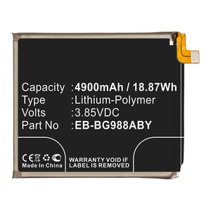 Batteries N Accessories BNA-WB-P13066 Cell Phone Battery - Li-Pol, 3.85V, 4900mAh, Ultra High Capacity - Replacement for Samsung EB-BG988ABY Battery