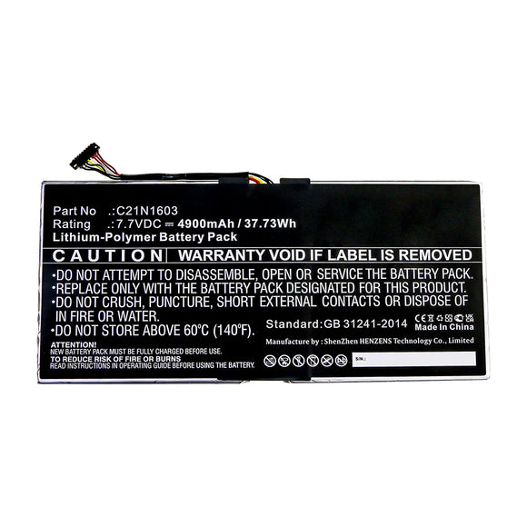 Batteries N Accessories BNA-WB-P15907 Laptop Battery - Li-Pol, 7.7V, 4900mAh, Ultra High Capacity - Replacement for Asus C21N1603 Battery