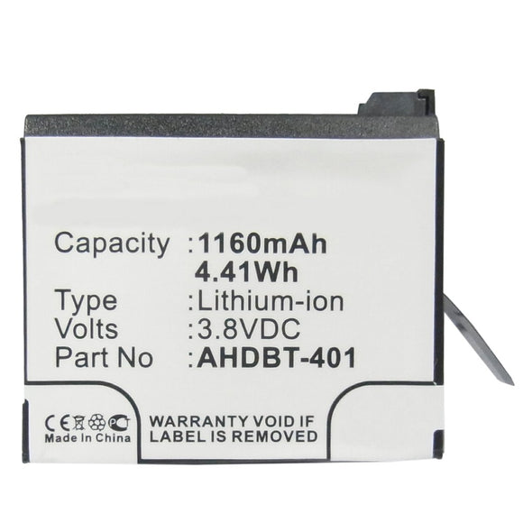 Batteries N Accessories BNA-WB-L8939 Digital Camera Battery - Li-ion, 3.8V, 1160mAh, Ultra High Capacity - Replacement for GoPro AHDBT-401 Battery
