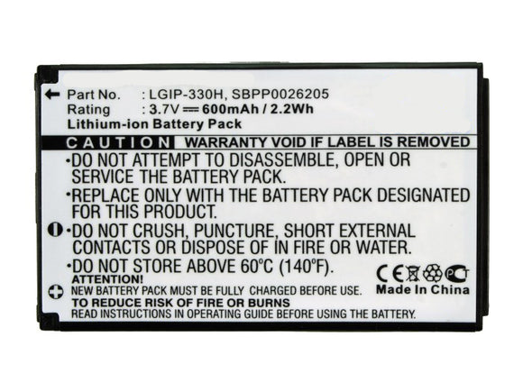 Batteries N Accessories BNA-WB-L3867 Cell Phone Battery - Li-ion, 3.7, 600mAh, Ultra High Capacity Battery - Replacement for LG LGIP-330H, SBPP0026205 Battery
